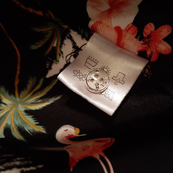 SSLR Black Coral Men's Flamingo Palm Tree Hawaiian Short Sleeve Shirt - Size 2XL - Picture 6 of 6